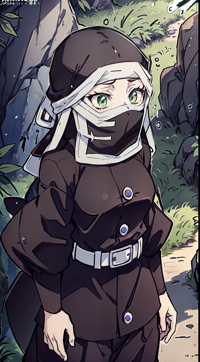 Anime character with green eyes and a black outfit - SeaArt AI