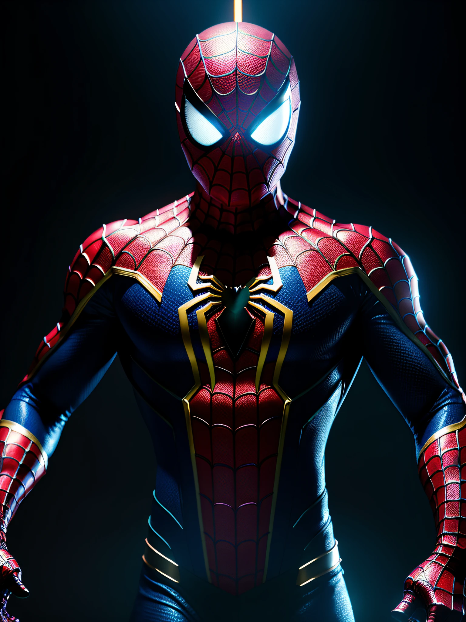 A close up of a spider - man with a glowing head - SeaArt AI