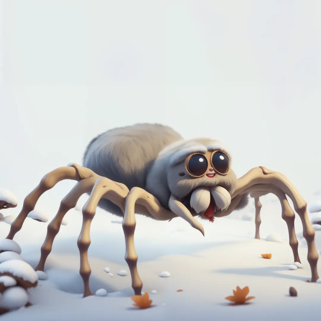in the snow，1 cute spider