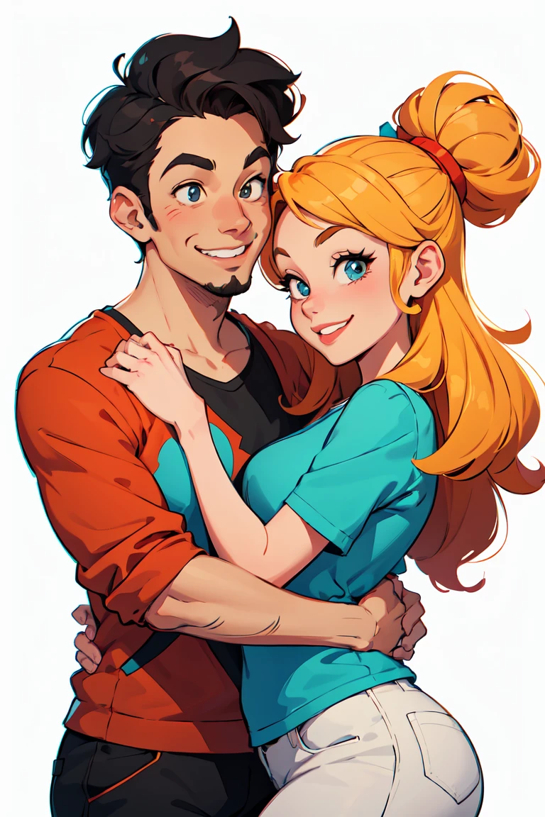 Image d&#39;un homme et d&#39;une femme s&#39;embrassant, dessin animéstyle, art de peinture de dessin animé numérique, peinture numérique de dessin animé, beau couple, style artistique de dessin animé, couple souriant, Illustration de style dessin animé, art numérique de dessin animé, Couple heureux, dessin animé, Caricature d’art numérique, style artistique Disney, style artistique réaliste, rendu 3D stylisé, Style artistique Disney