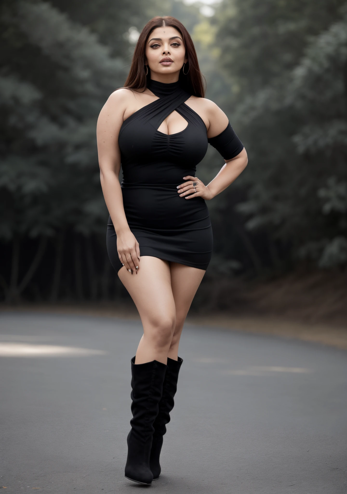 Anusha hot photoshoot in black dress - SeaArt AI