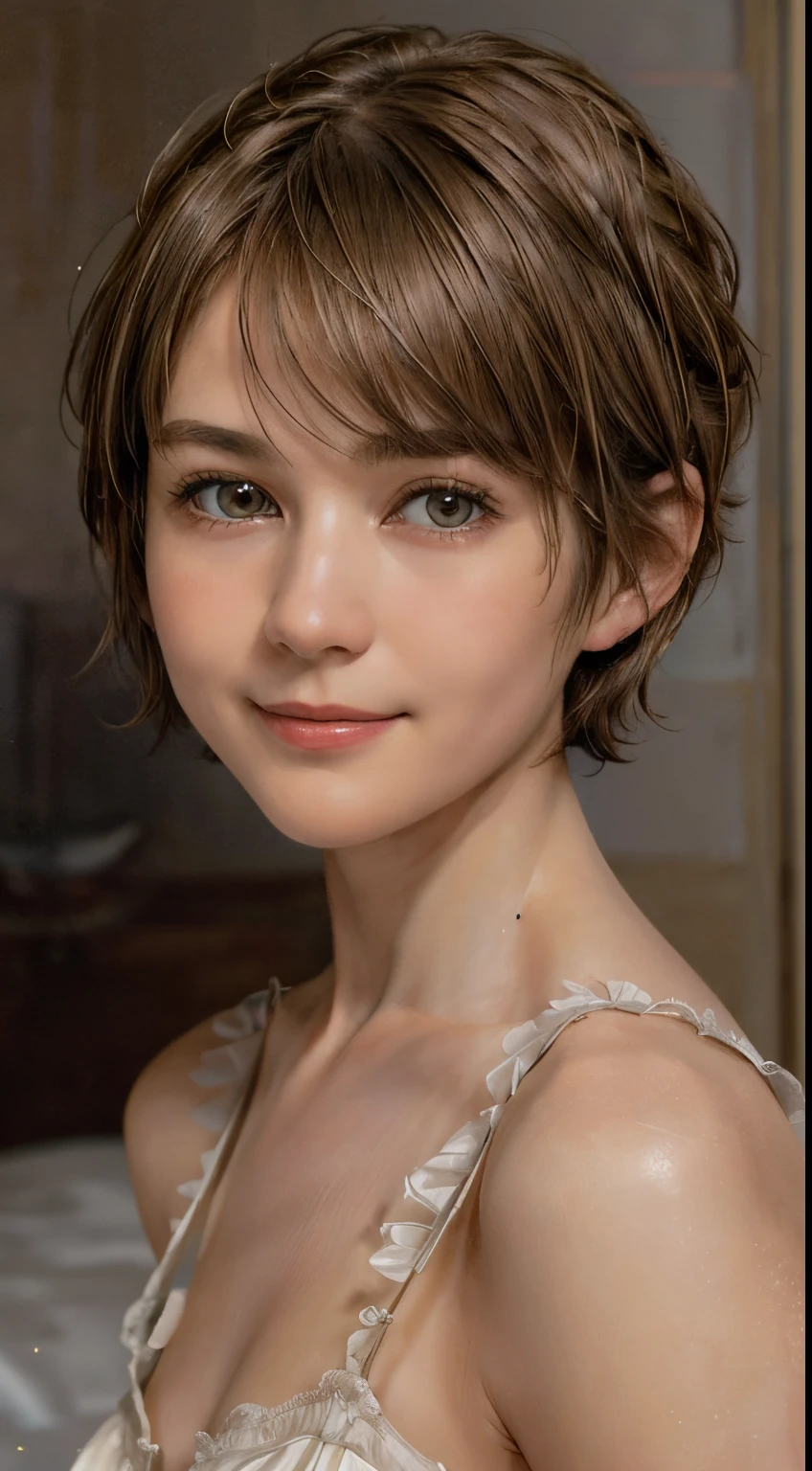 102
(a 20 yo woman,is standing), (A hyper-realistic), (high-level image quality), ((beautiful hairstyle 46)), ((short-hair:1.46)), (Gentle smile), (Keep your mouth shut), (trompe l'oeil), ((trickart))