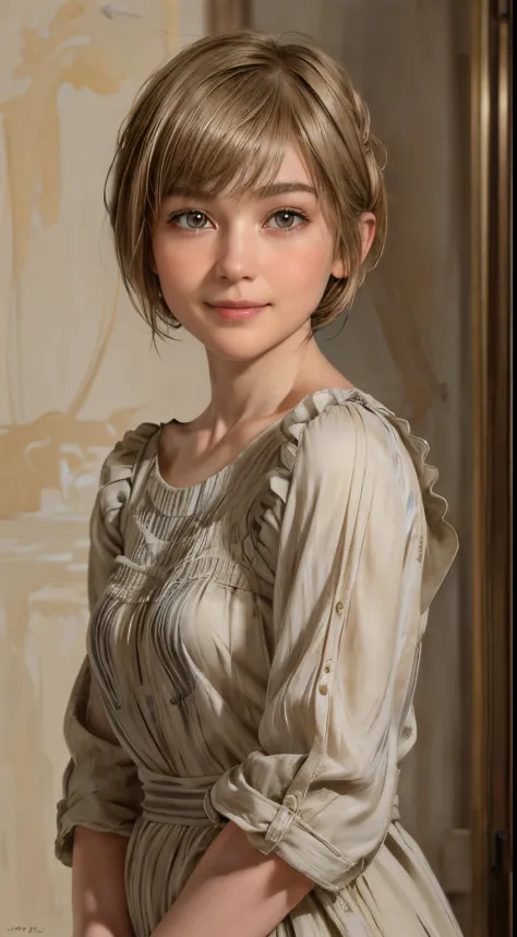 102
(a 20 yo woman,is standing), (A hyper-realistic), (high-level image quality), ((beautiful hairstyle 46)), ((short-hair:1.46)...