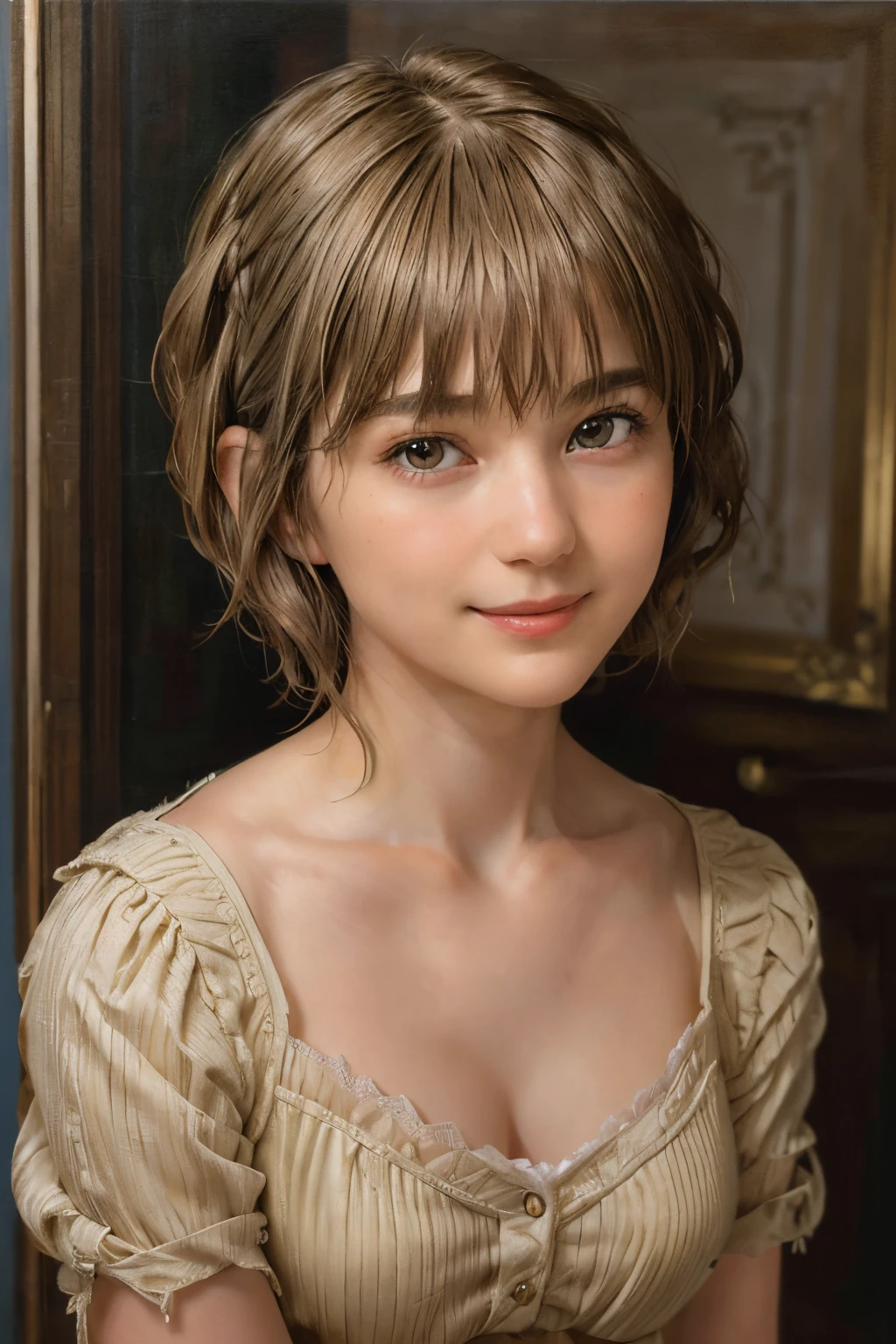 102
(a 20 yo woman,is standing), (A hyper-realistic), (high-level image quality), ((beautiful hairstyle 46)), ((short-hair:1.46)), (Gentle smile), (Keep your mouth shut), (trompe l'oeil), ((trickart))