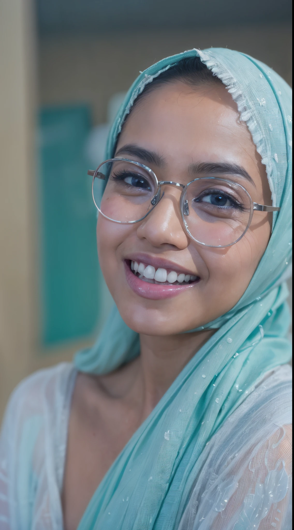 A close up of a woman wearing glasses and a headscarf - SeaArt AI