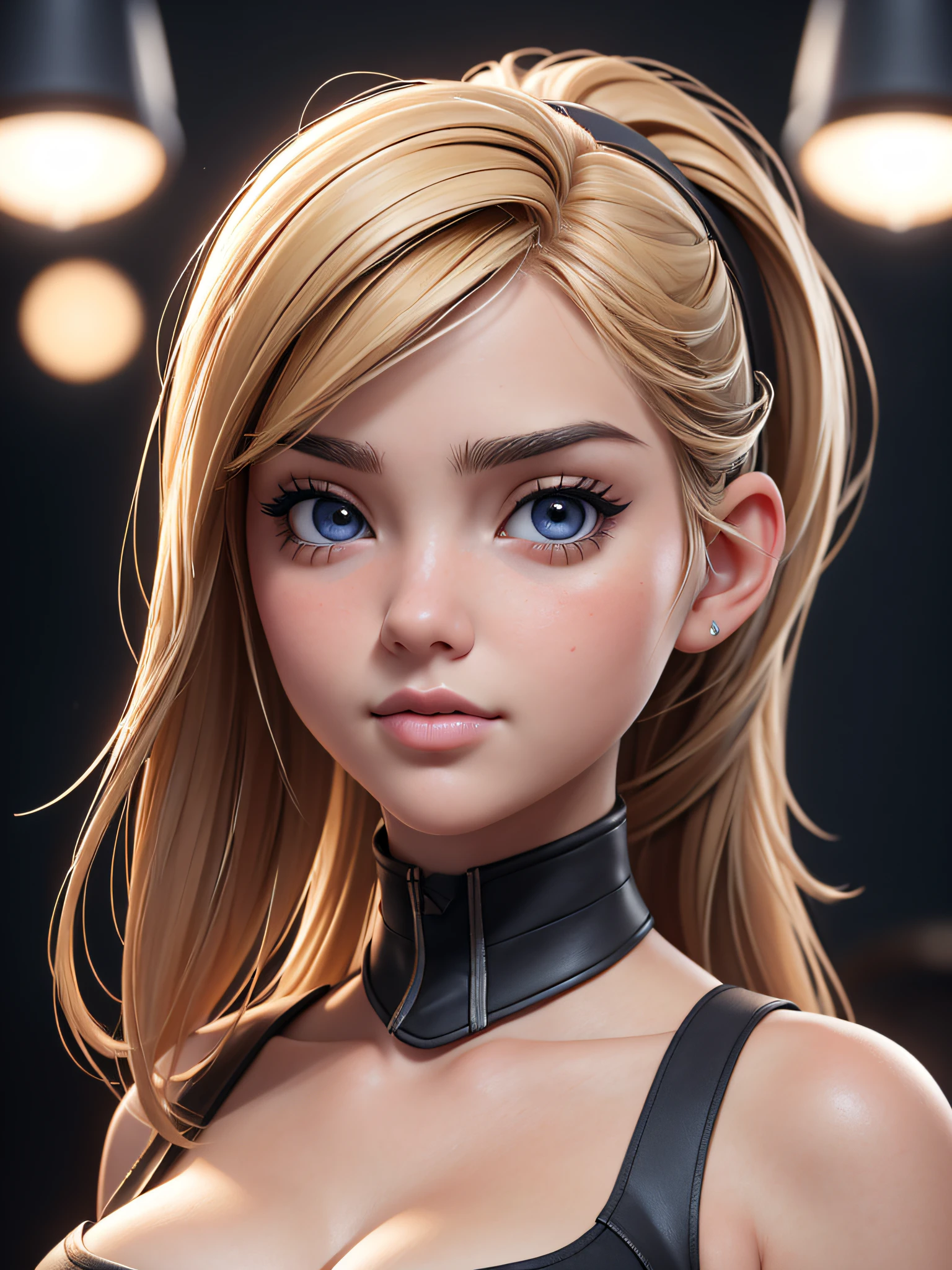 (masterpiece), best quality, expressive eyes, perfect face, color photography, ((a realistic photo of a beautiful young 18 year old girl)), (Cyber_Girl_V3:0.99), (her face is a mix of Kate Upton and Ana de Armas), light, ((bright skin)), looking_at_viewer, (fit body: 1.0), high ponytail, detailed illustration, masterpiece, high quality, realistic, very detailed face, vray tracing, unreal engine, DSLR, 8k