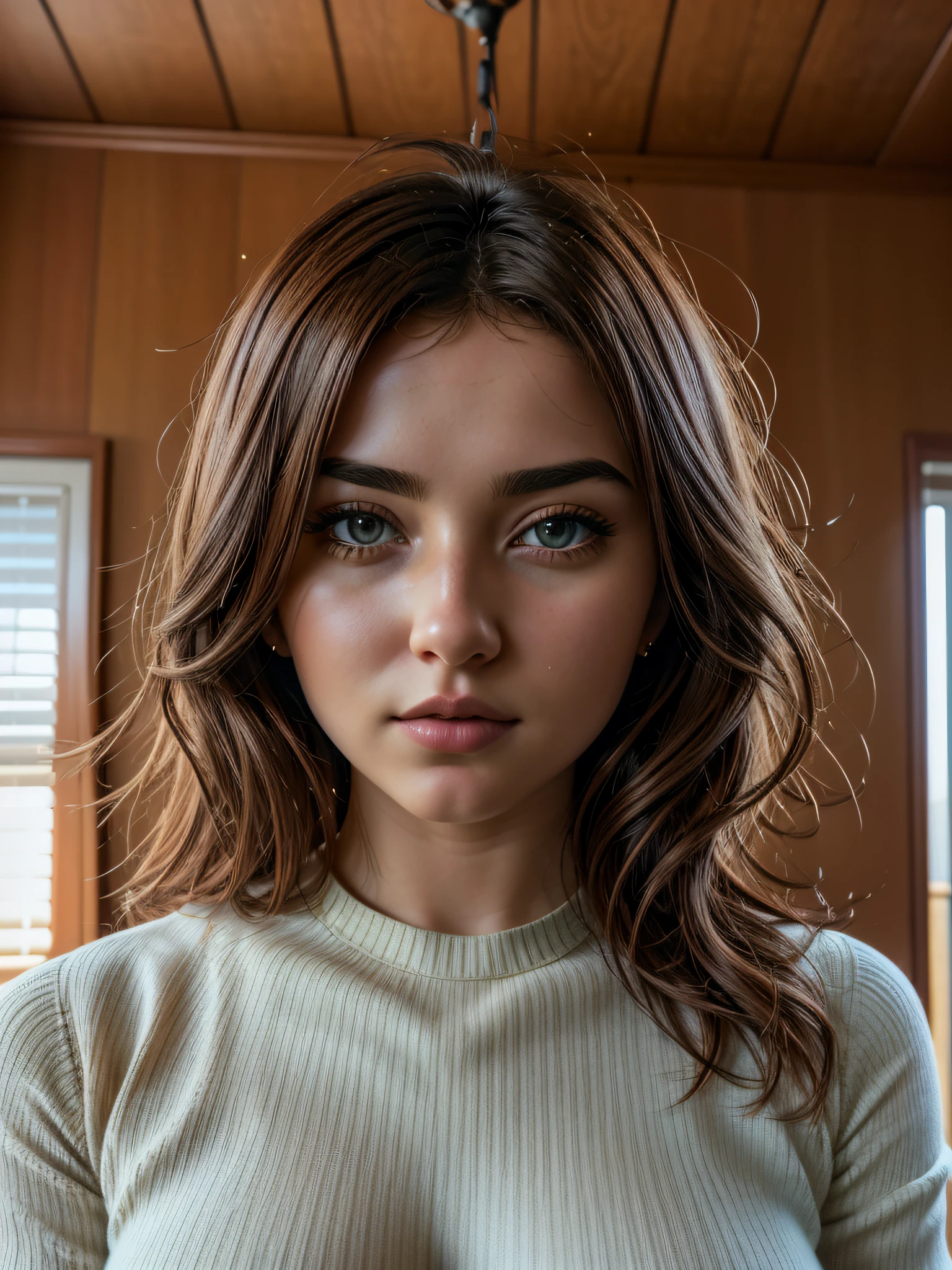 stunning intricate full color portrait, epic character composition, by ilya kuvshinov, alessio albi, nina masic, sharp focus, natural lighting, subsurface scattering, f2, 35mm, film grain, btpt-fc, cropped sweater, midriff, sweater, 1girl, detailed face, hanging laterns, illustrated