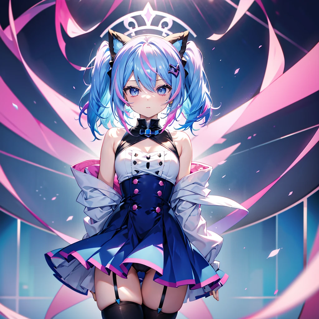 Anime femboy pfp, royal blue, black, pink, white, blue hair with pink  highlights - SeaArt AI