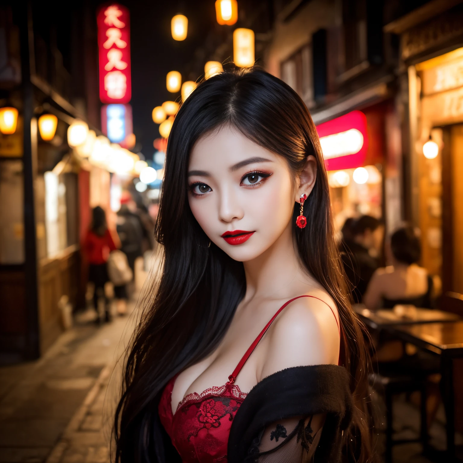 top-quality、masutepiece、8K、Top image quality、Very complex and detailed  details))、one prostitute、Prostitutes、glossy、((Oiran))、The background is a  garrison house、You Guo、Custom Street、Smile at the camera、Photo from the  waist up、Recreate the ...