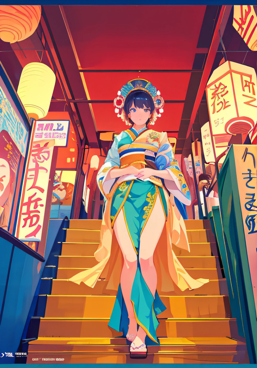 tmasterpiece, Best quality at best,ultra - detailed, trending art, Perfect artwork, 8K, Wallpapers, gentlesoftlighting, Cinematic, filmgrain, perfect anatomia, Breathtakingly beautiful, 1个Giant Breast Girl, sportrait, Alone, view the viewer,  poster for, japan poster