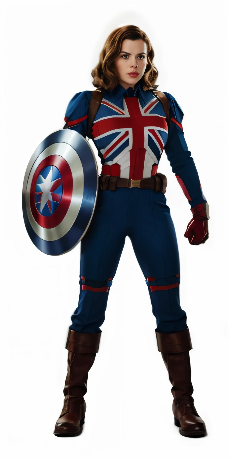 A woman in a captain america costume holding a shield - SeaArt AI