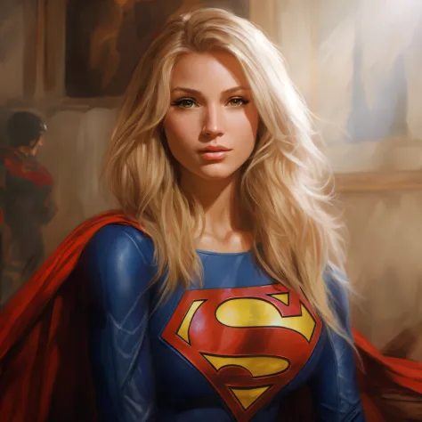 arafed woman dressed as a superman poses for a picture, supergirl, by stanley artgerm, inspired by stanley artgerm, superhero po...