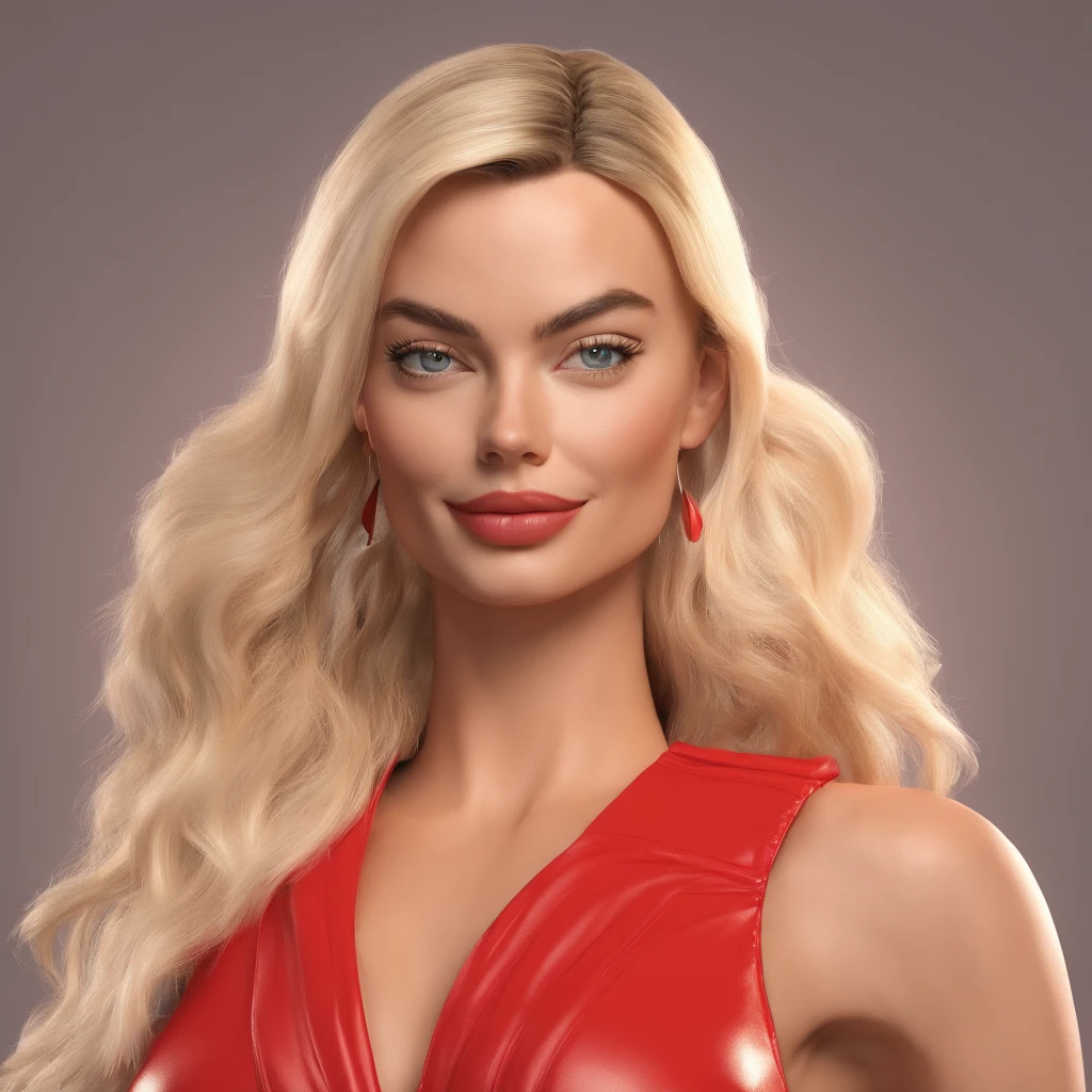 A close up of a woman in a red dress posing for a picture - SeaArt AI