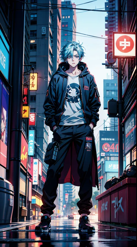 anime boy sitting on a ledge in a city at night, digital cyberpunk anime art, anime cyberpunk art, cyberpunk anime art, modern c...