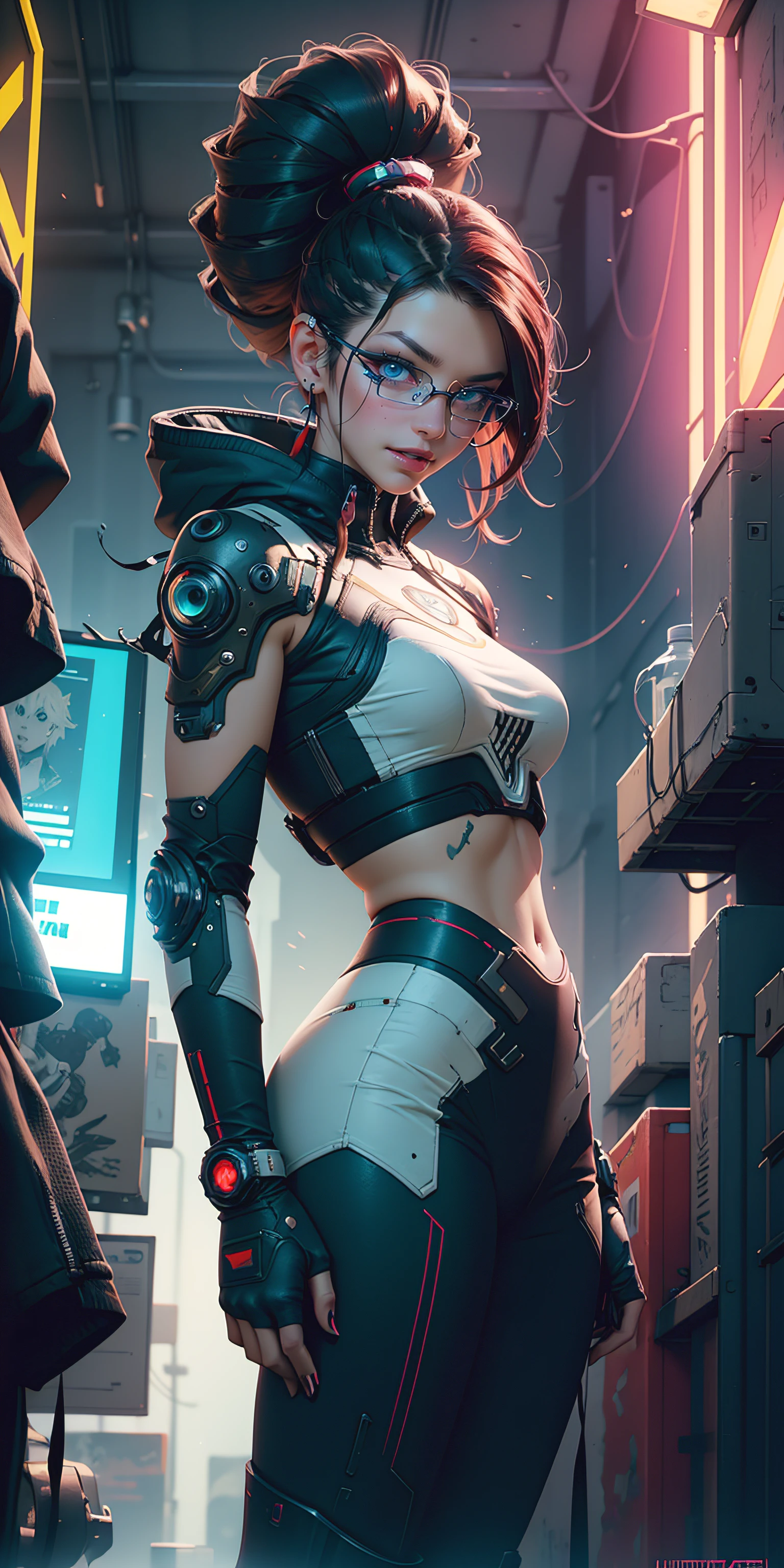 (masterpiece, best quality, ultra-detailed, Photorealistic), 1 girl, curvaceous but slender body, upper body shot, There is a woman with large wet marked breasts in a futuristic outfit posing for a photo, chica cyborg, linda chica cyborg, Cyberpunk anime girly girl, Cyberpunk anime chica mech, Chica cyberpunk, sci-fi female, Wojtek FUS, Cyberpunk beautiful girl, WLOP. scifi, cyberpunk 2 0 y. o Model girl, girl in mecha cyber armor, seductive cyberpunk dark fantasy, cyberpun anime girl