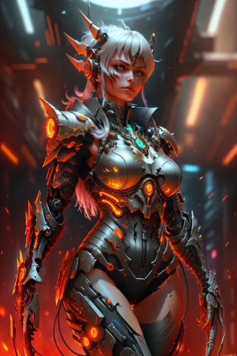 [SH4G0D:1], a beautiful cyborg warrior girl cyberpunk sensual vampiric beautiful body beautiful face in big breasts bionic legs ...