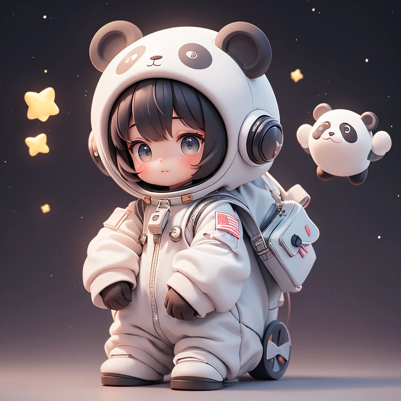 Матовая глухая коробка，милая панда，костюмы космонавтов，Простое звездное небо，летающая тарелка маленькой планеты