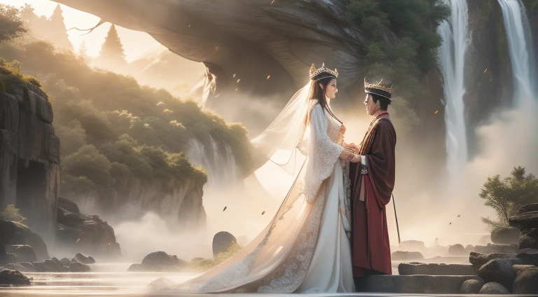 25 year old boy and 32 year old boy，onthe mountain，The painting style is delicate and soft，电影灯光，high-definition picture quality，the soft light，Rich details​，Refer to Gu Kaizhi，32K，High Picture Quality，A high resolution，（Very detailed CG unified 8k wallpaper）