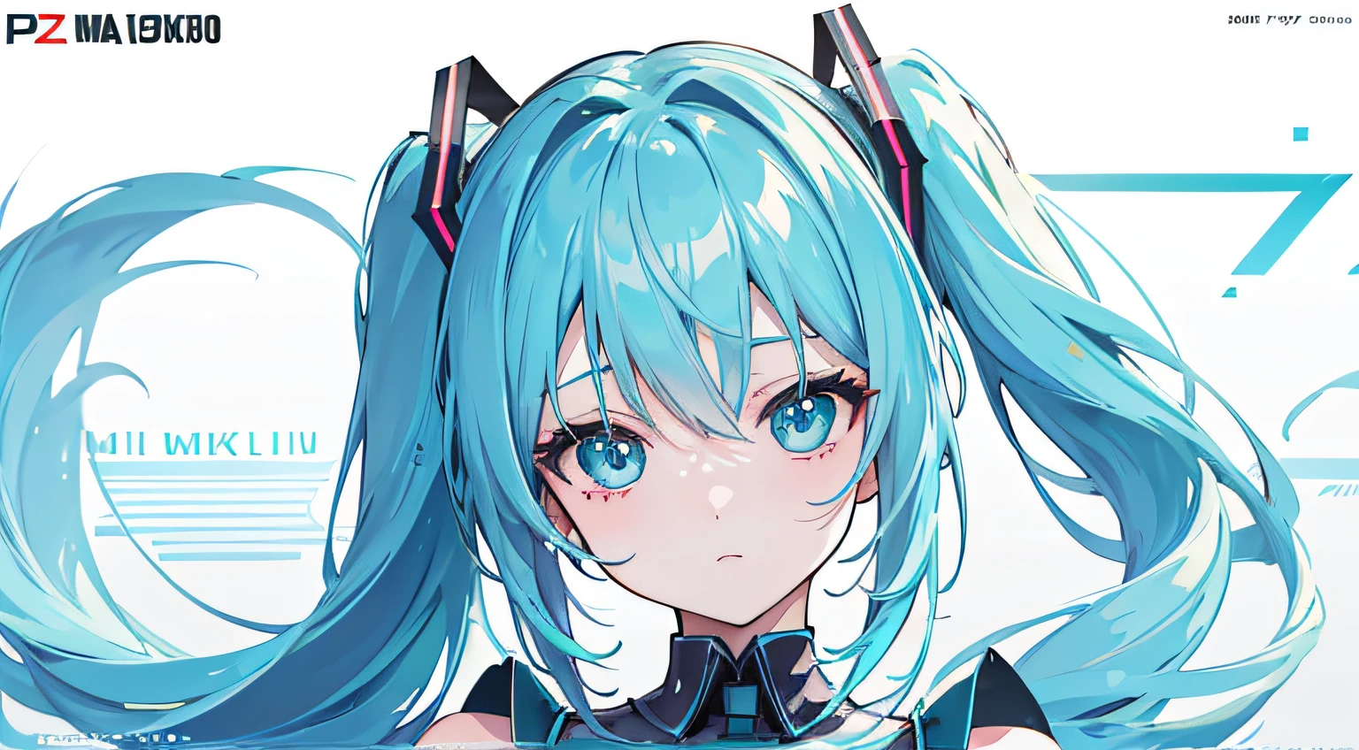 A close up of a anime character with blue hair and a cat ear - SeaArt AI