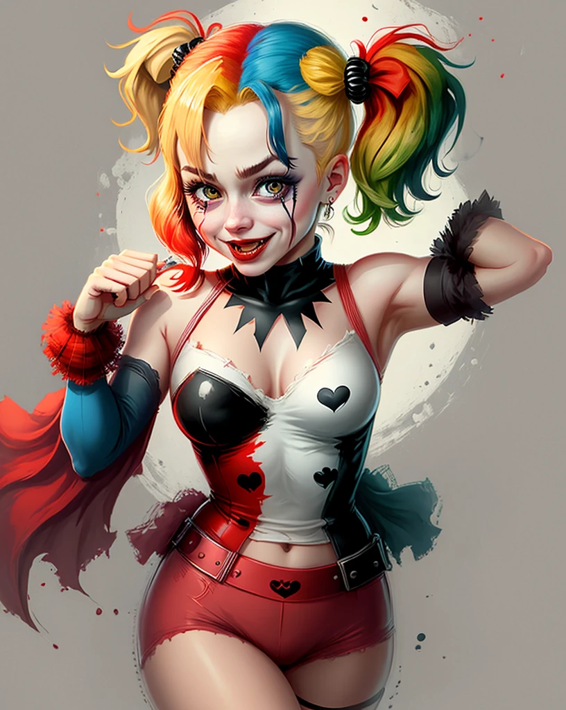 Create an adorable and deformed illustration of the villain Harley Quinn -  SeaArt AI