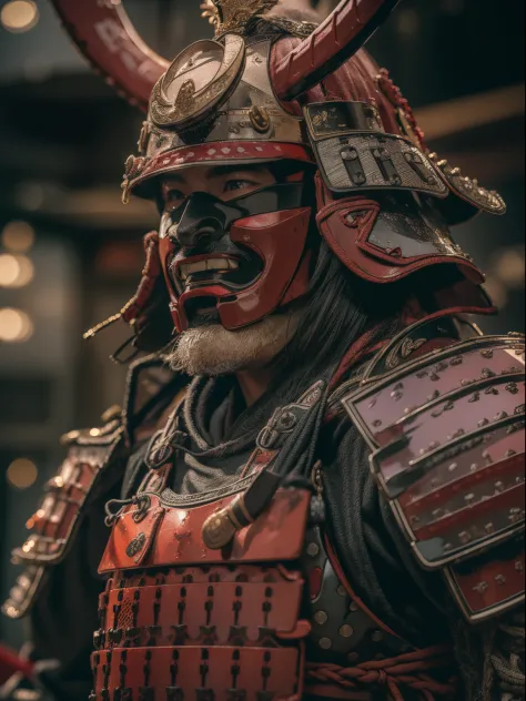 (masterpiece, ultra-high resolution:1.4), (photo of a sengoku daimyo samurai branding a katana with cuirass and helmet:1.3), kat...