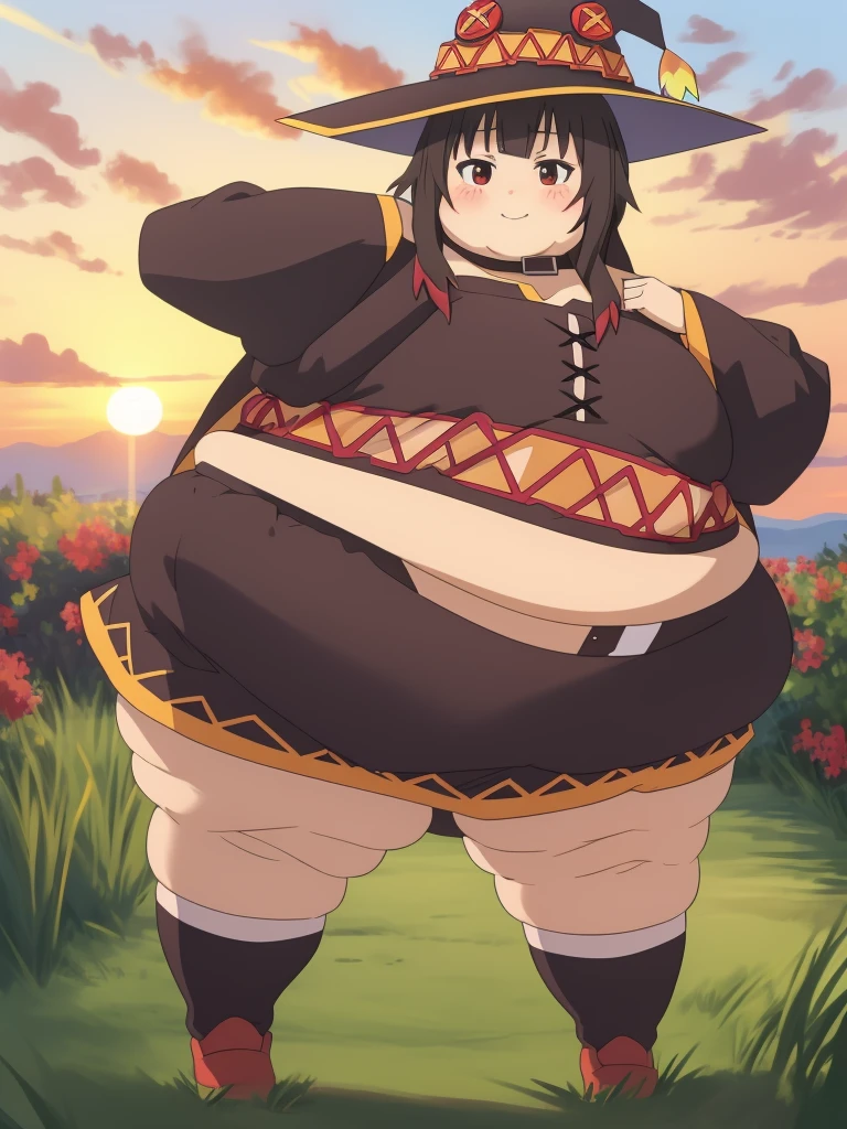 Fat Megumin, masterpiece, Best Quality, realistic anime, sunset - SeaArt AI