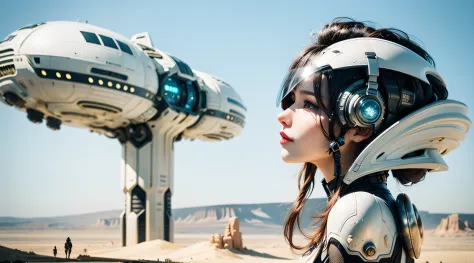 there is a woman in a futuristic suit holding a helmet, sci-fi digital art illustration, beautiful sci fi art, artgerm julie bel...