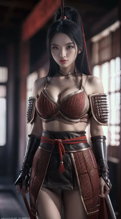 ((Unreal Engine5)), real rendering, Excellent, (Full set of samurai armor), (Cuirassiers), (Cloak), (The samurai were at the hel...