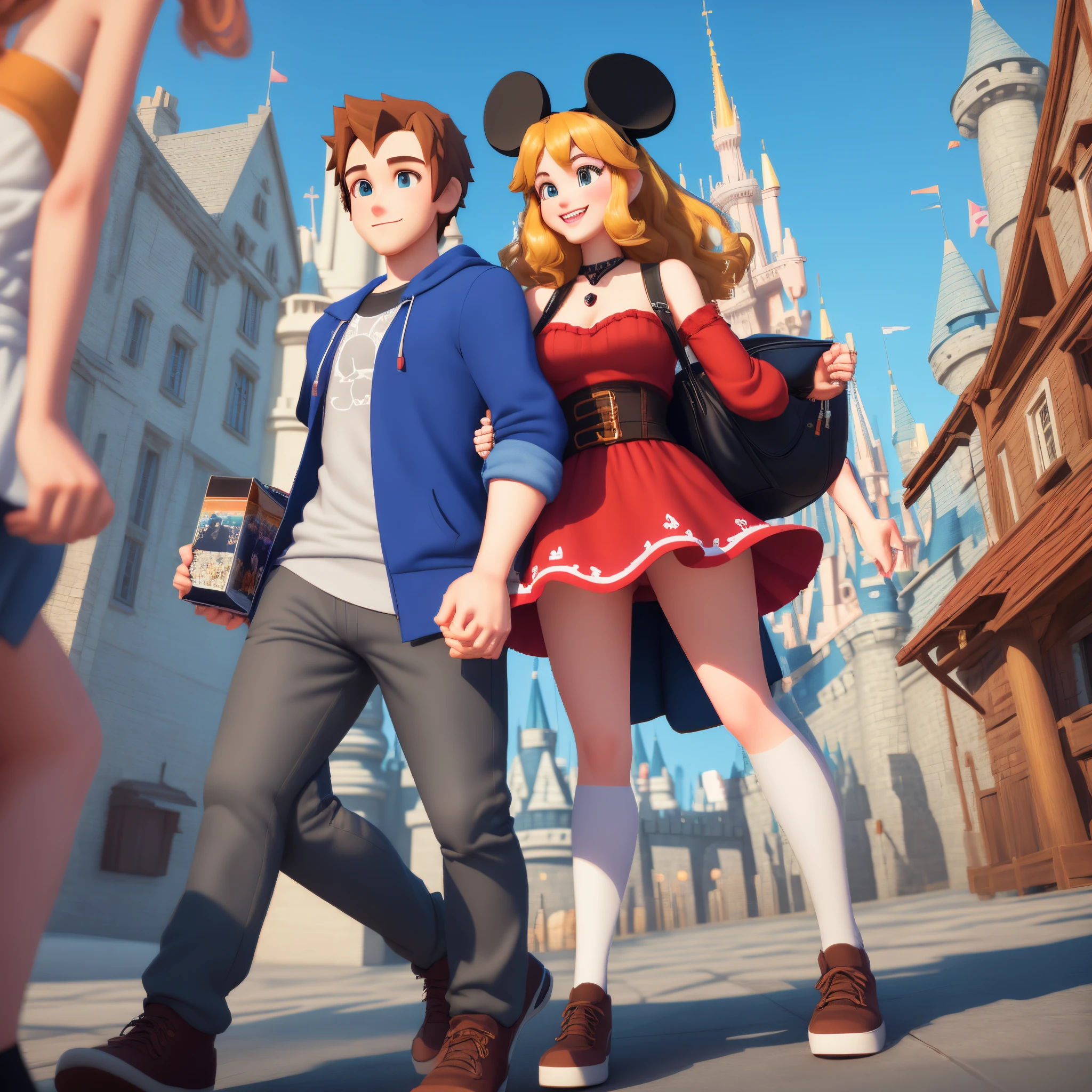 "Image pixel du couple Disney en 3D "