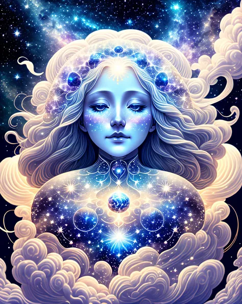 celestial goddess, floating, galaxy,nebula - SeaArt AI