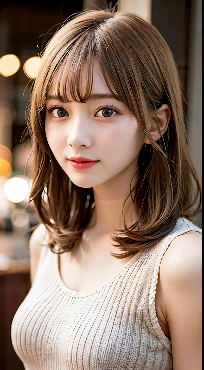 (8K, Raw photo:1.2)Detailed face and eyes,Best Quality, 超A high resolution, Highly detailed ,intricate detailes ,masutepiece ,Cute Girl , Soft cinematic light, Hyper-detailing,Sharp Focus, High quality, Blonde hair, bob cuts,  out,Knitted dresses