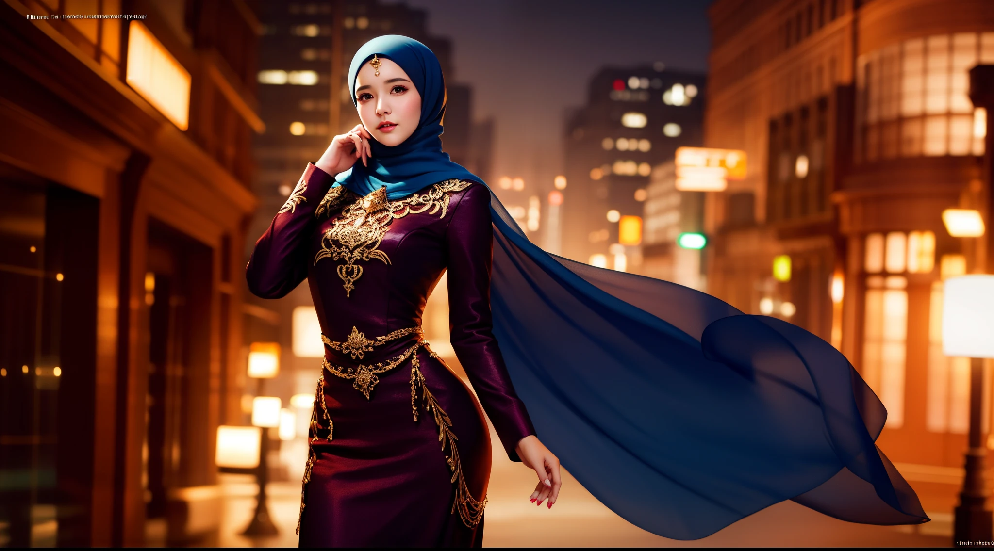 best quality, masterpiece, highres, moslem female dress, necklace, Beautiful face, (upon body from head to waist:1.37), tyndall effect, photorealistic, dark studio, rim lighting, two tone lighting, 8k uhd, dslr, soft lighting, high quality, volumetric lighting, candid, Photograph, high resolution, 4k, 8k, Bokeh, (hyperrealistic girl), (illustration), (high resolution), (extremely detailed), (best illustration), (beautiful detailed eyes), (best quality), (ultra-detailed), (masterpiece), (wallpaper), (photorealistic), (natural light), (rim lighting), (detailed face), (high detailed realistic skin texture), (anatomically correct), (solo), (1 woman), (heterochromic eyes), (detailed eyes), (sparkling eyes), (long legs), (big breasts), (dynamic pose), (concentrated expression), (wearing hijab:1.4), moslem headscarf.