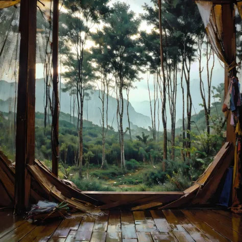 Rainy day in the forest, Indoor View