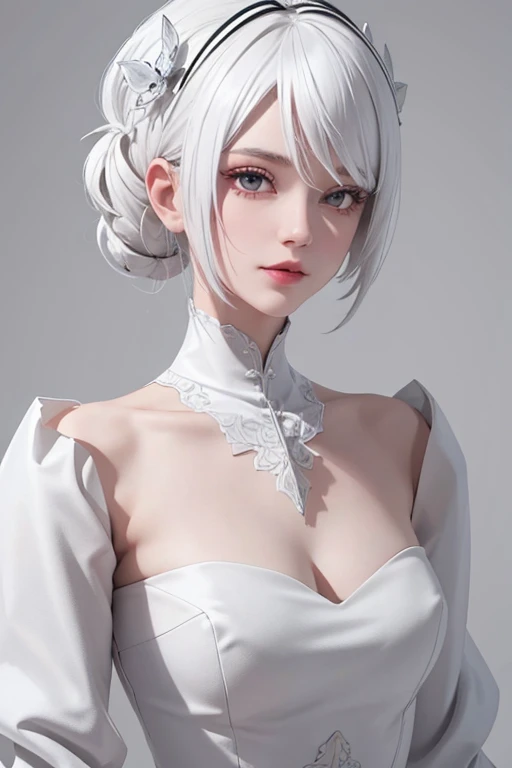 (8K), Sharp Focus, hight resolution, 1girl in, Upper body, Midoridev, White hair,(High quality:1.2), (high detailing:1.2), (masutepiece:1.2), (Extremely detailed:1.2),