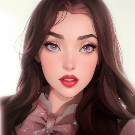 arafed woman with long brown hair and pink lipstick posing for a picture, pink lips, inspired by Ksenia Milicevic, pink lipstick, light-red lips, anna nikonova aka newmilky, ekaterina, coral lipstick, portrait sophie mudd, anastasia ovchinnikova, red lips,...