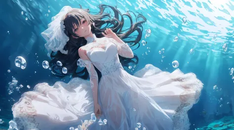 ((underwater photography, under water, underwater photo, In water, deep water,)), 8K resolution, Anime art wallpaper 4k, hd anim...