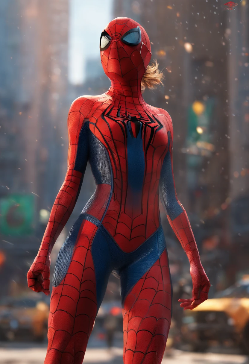 A woman in a spider - man suit stands in the rain - SeaArt AI