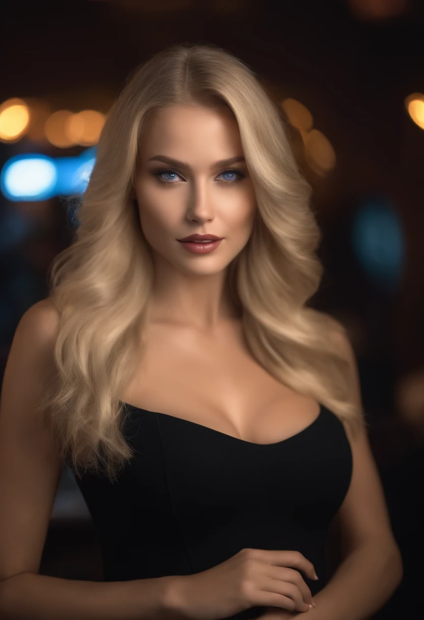 A woman in a black dress posing for a picture - SeaArt AI