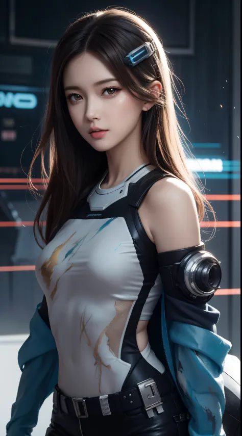 anime painting of cute asian cyberpunk female, shapeless cyberpunk hair, dynamic pose, elegant pose, bright colors, art by Carne...