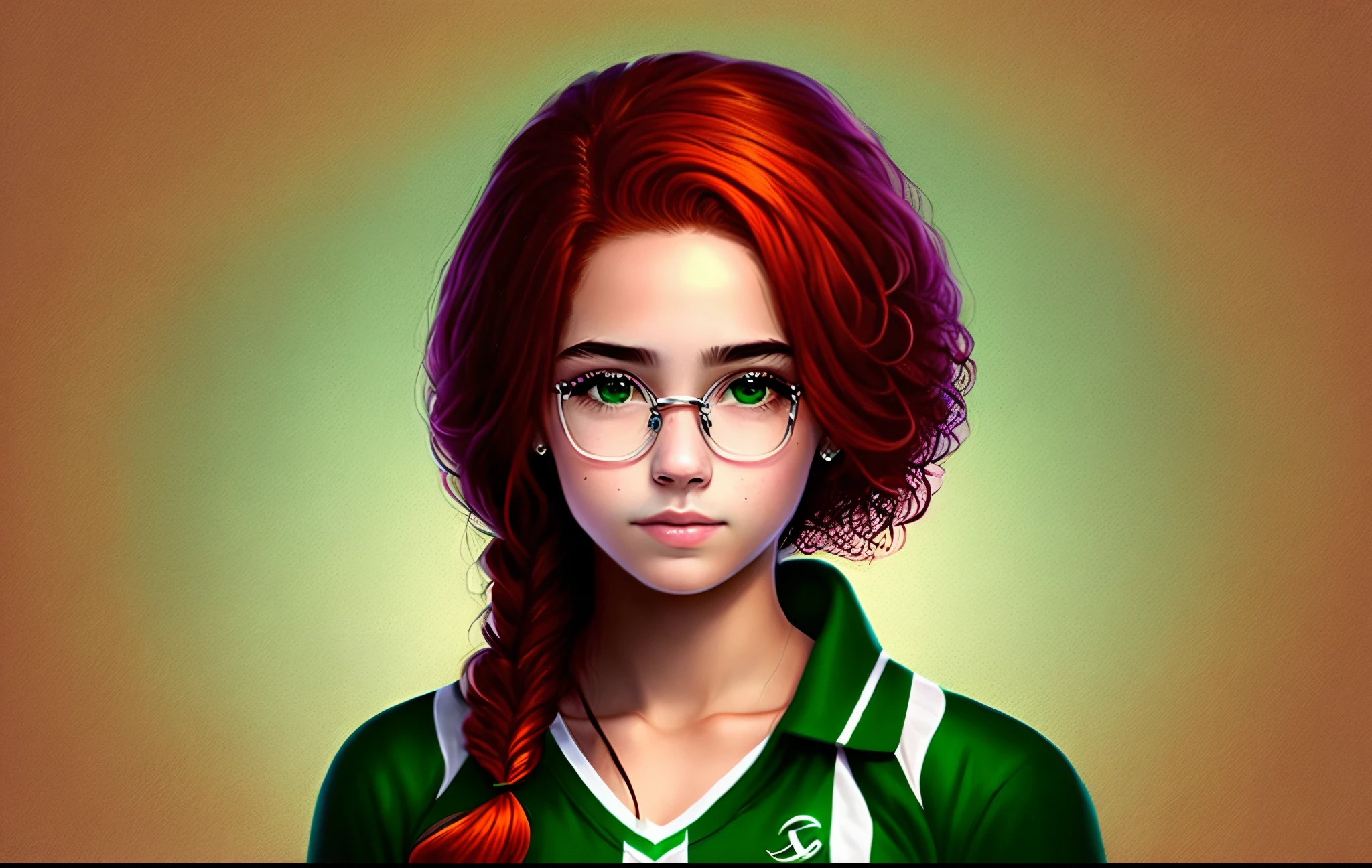 A close up of a woman with red hair and glasses - SeaArt AI