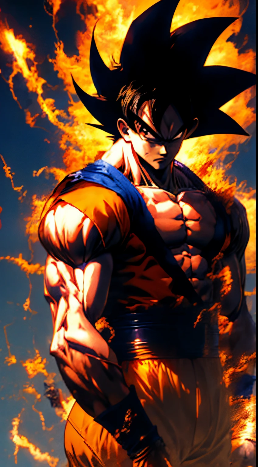 anime, Goku, hands folded over chest, super moderation, super ...