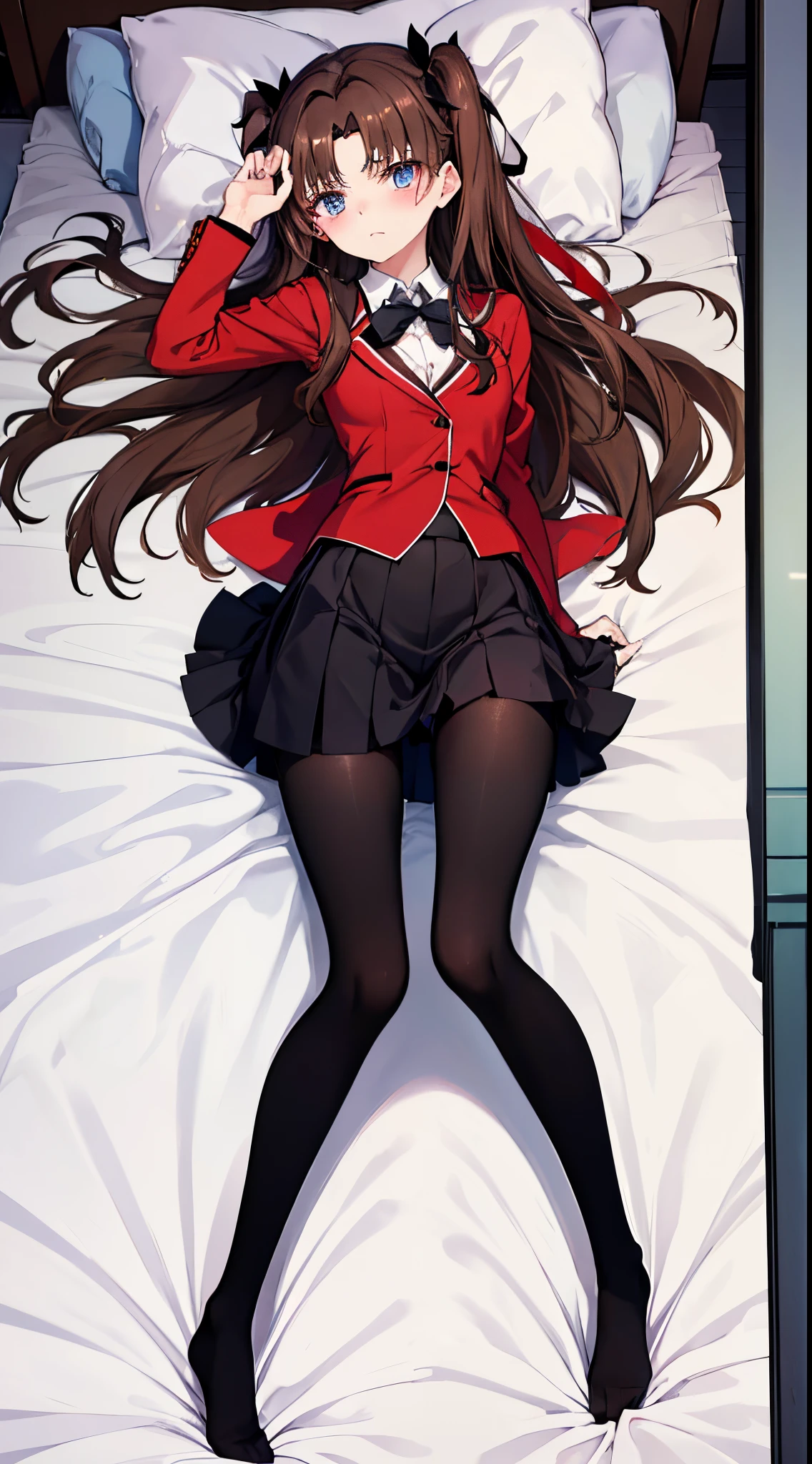 Anime girl laying on bed with headphones on - SeaArt AI