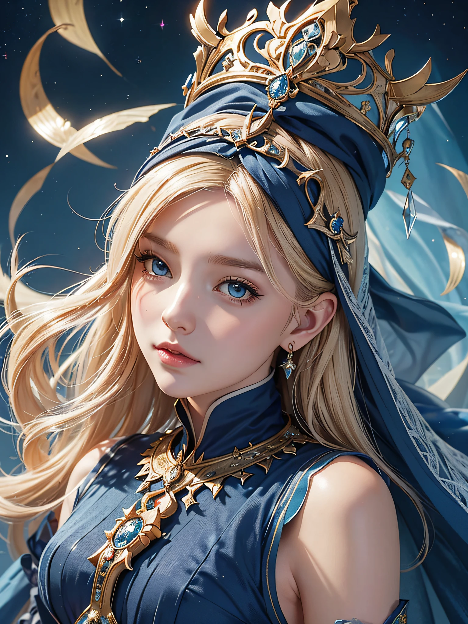 Blonde haired woman in blue dress with veil and veil over her head, linda donzela fantasia, arte de fantasia detalhada, bela arte de fantasia, Loira - Princesa Cabelos, Artgerm em ArtStation Pixiv, donzela bonita, ((uma bela imperatriz fantasia)), 2. 5 d cgi anime fantasia arte, estilo de arte de fantasia, arte de anime digital detalhada, arte estilo fantasia