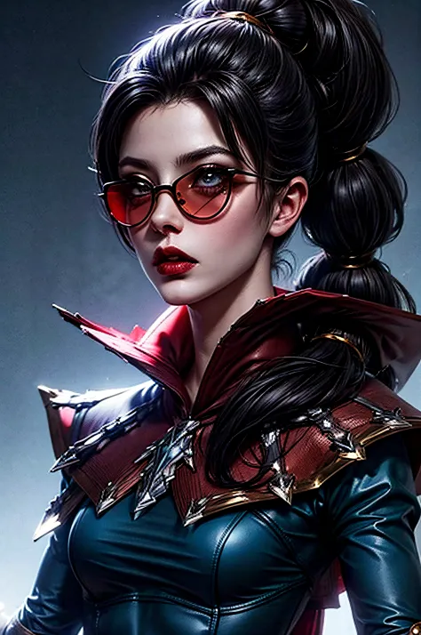 ((face portrait)), (masterpiece), best quality, expressive eyes, perfect face, vayne, 1girl, solo, long hair, black hair, gloves...