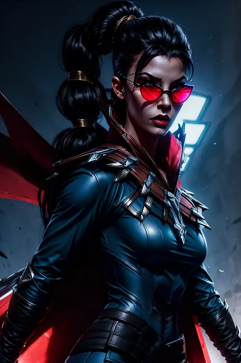 ((face portrait)), (masterpiece), best quality, expressive eyes, perfect face, vayne, 1girl, solo, long hair, black hair, gloves...