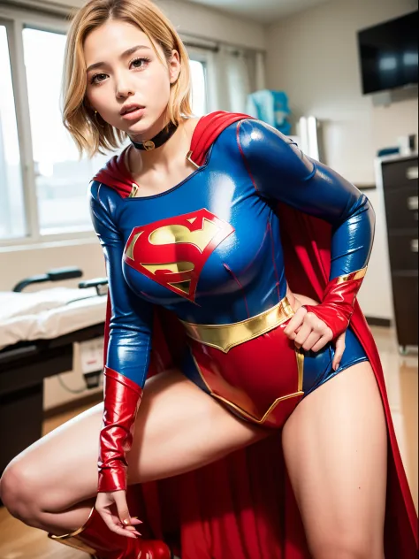 ​masterpiece,Short-haired supergirl spreading her thighs on a hospital operating table、large full breasts、Looking at the camera、...