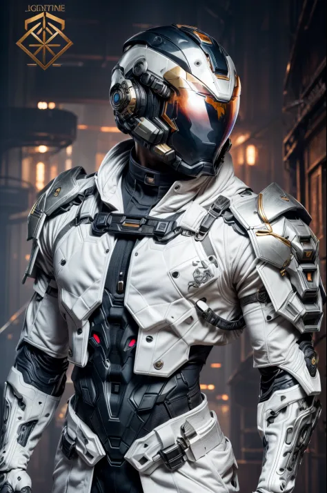 An epic and visually stunning digital artwork featuring a mid-30's feminine male astro marine with an full astro marine helmet and a flat masculine chest. The character is adorned in a scifi tactical armored trench coat, the armor plating on the upper arms...