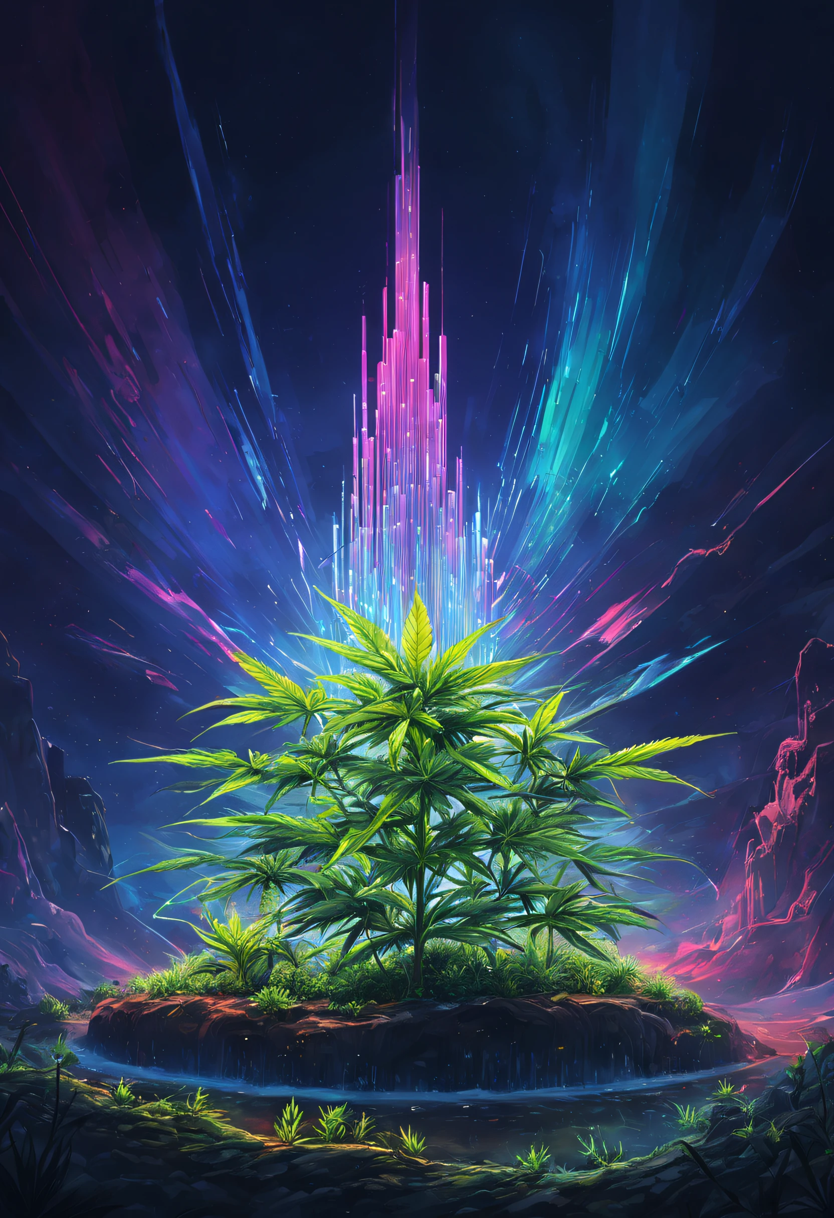 Cannabis полеs(Лучшее качество,4k,8К,высокое разрешение,стол:1.2),ультрадетализированный,(реалистичный,фотореалистичный,Фотореалистический:1.37),яркие цвета,боке,пейзаж,концепт-художник,футуристический,Marijuana полеs,эффект глюка,связи,технологии,Новое будущее,возможность,курить,Свет,призрачный,красочный,поразительный,ночь,пылающий,неоновые огни,со светящимся светом,энергия,проволочный каркас,моделирование,электронная музыка,передовые технологии,цифровой,абстрактный,синтетический,облака,поле,мраморная скульптура,спидометр,Контрастность,промышленный,Оптический камуфляж,органическая форма,Растение,отражающие поверхности,отражение,Артистизм,сверкающие звезды,структуры,сложная форма,яркий свет,Киберпанк,лазер,МЕТАЛЛ,музыка,прогрессивный,вибрирующий,эмоциональный,неизведанный,эволюционировать,cannabis энергия,двигатель каннабиса,прозрачность,кристаллизация каннабиса,Переносит,обследование,лунный пейзаж,экологический,среда,тонкий набор,заманчивый,Поэтический,Элемент,образец,измерение,технологии,Художественно,дизайн,Возможна регенерация,будущие возможности,инновации,цифровой painter,космос,высоко,3D технологии,Изобразительное искусство,необъятность,ИЗМЕНЕНИЕ КЛИМАТА,энергия efficiency,прогрессивный,голограмма,Экосистема,20ХХ,сельское хозяйство,зеленые технологии,энергия revolution,]