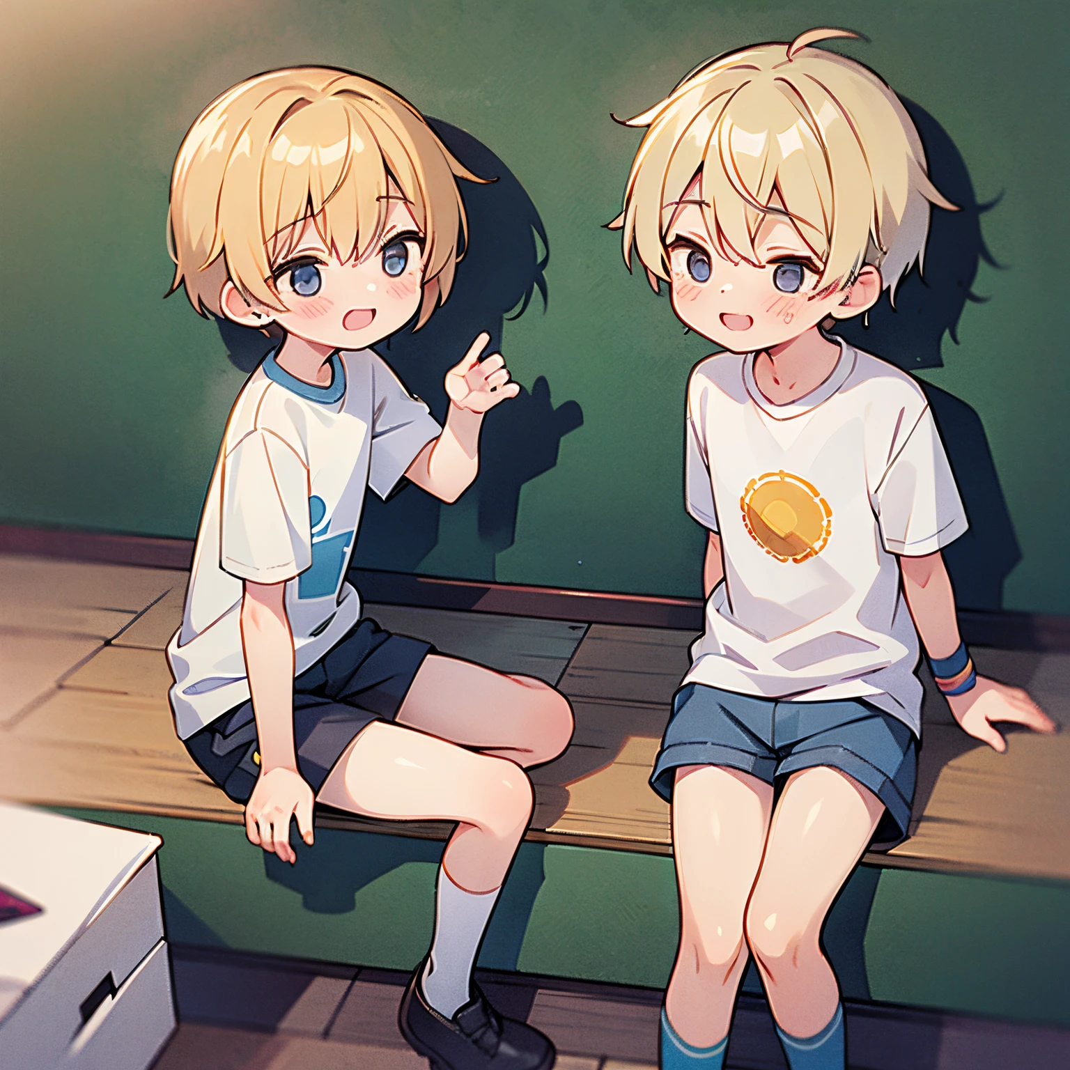 Anime boy and girl sitting on a bench with their hands in their pockets -  SeaArt AI