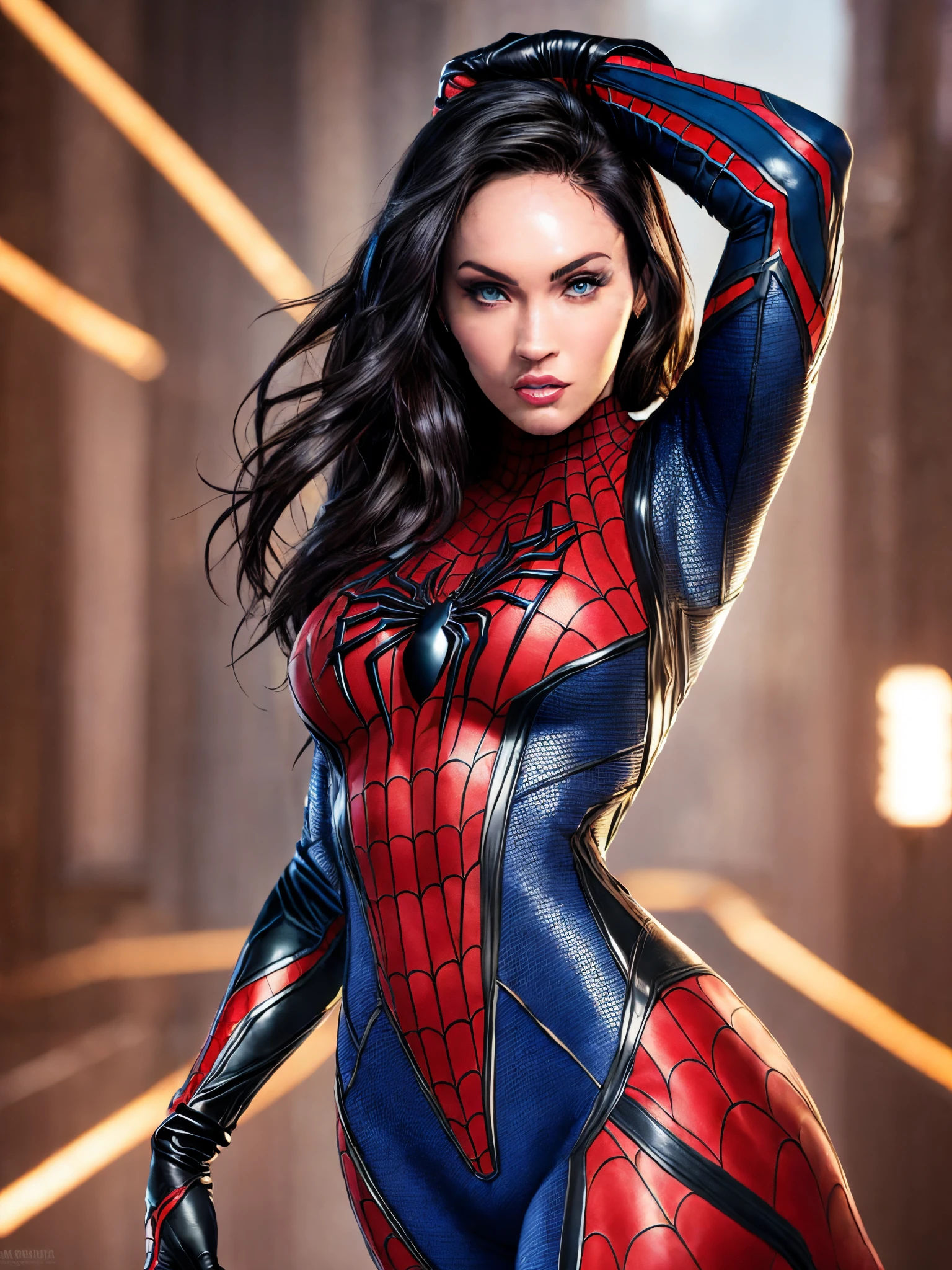 A woman in a spider - man suit posing for a photo - SeaArt AI